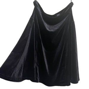 Black A-Line Skater Velvet Mini/Midi Skirt ~ size XL